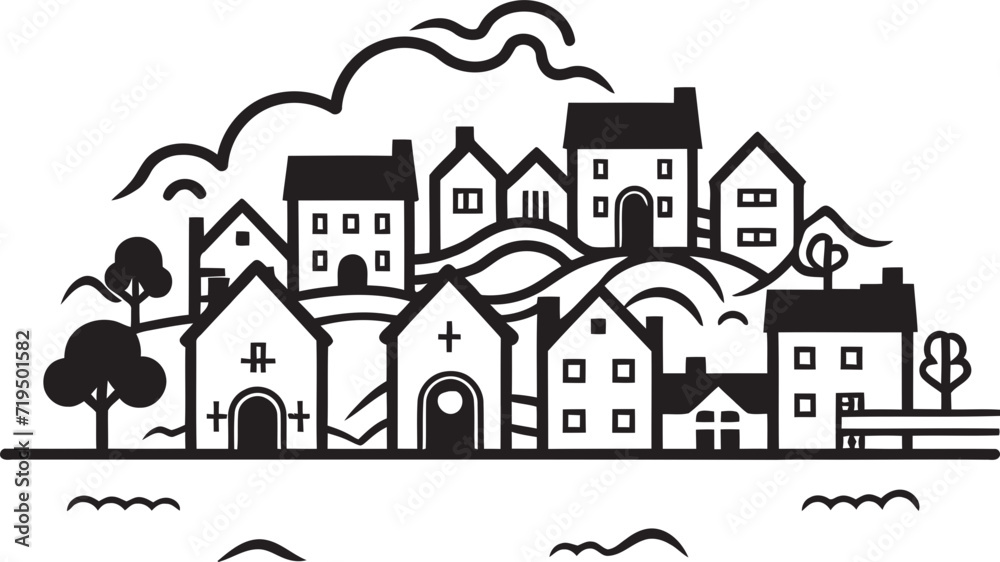 Ethereal Essence Vectorized Village CharmGothic Grayscape Dark Vector Villages