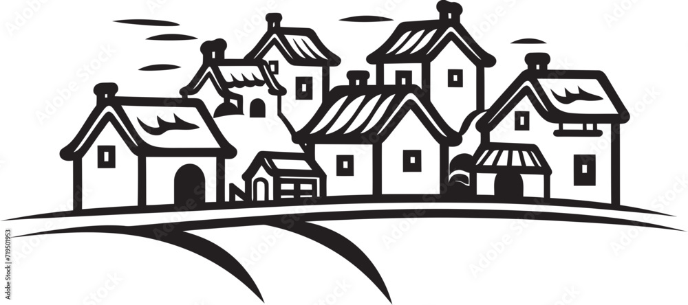 Shadowed Serenade Dark Village Vector ArtInk Drenched Chronicles Vectorized Villages