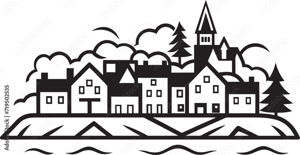 Ethereal Essence Vectorized Village WhispersGothic Gradients Charcoal Village Vectors