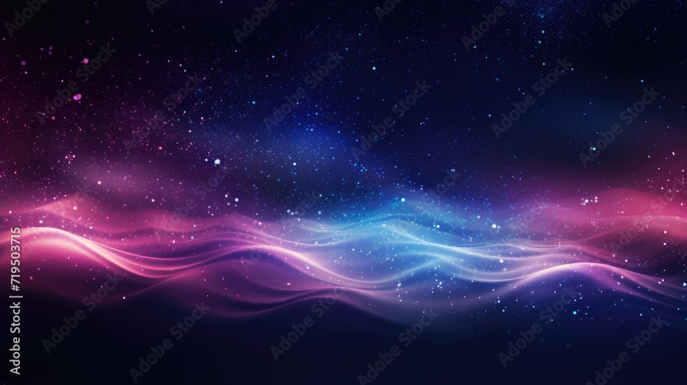 Fototapeta premium Abstract futuristic background with pink blue glowing neon moving high speed wave lines and bokeh lights. Data transfer concept.