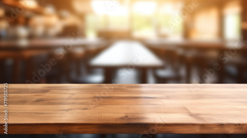 Wooden table with blurred background. This versatile image can be used in various settings