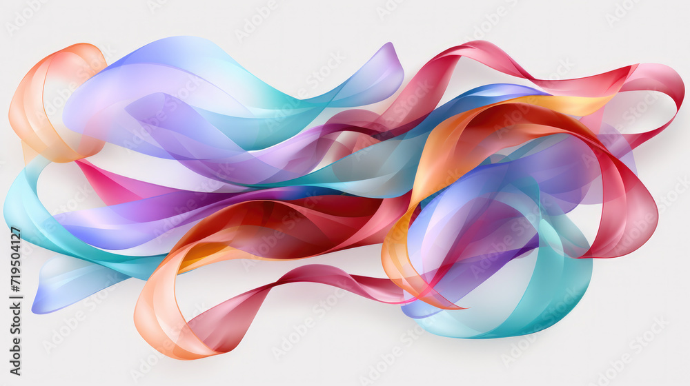 Colorful ribbons arranged on clean white surface. Perfect for adding pop of color and festive touch to any project Colorful ribbons arranged on clean white surface. Perfect for adding pop of color and festive touch to any project