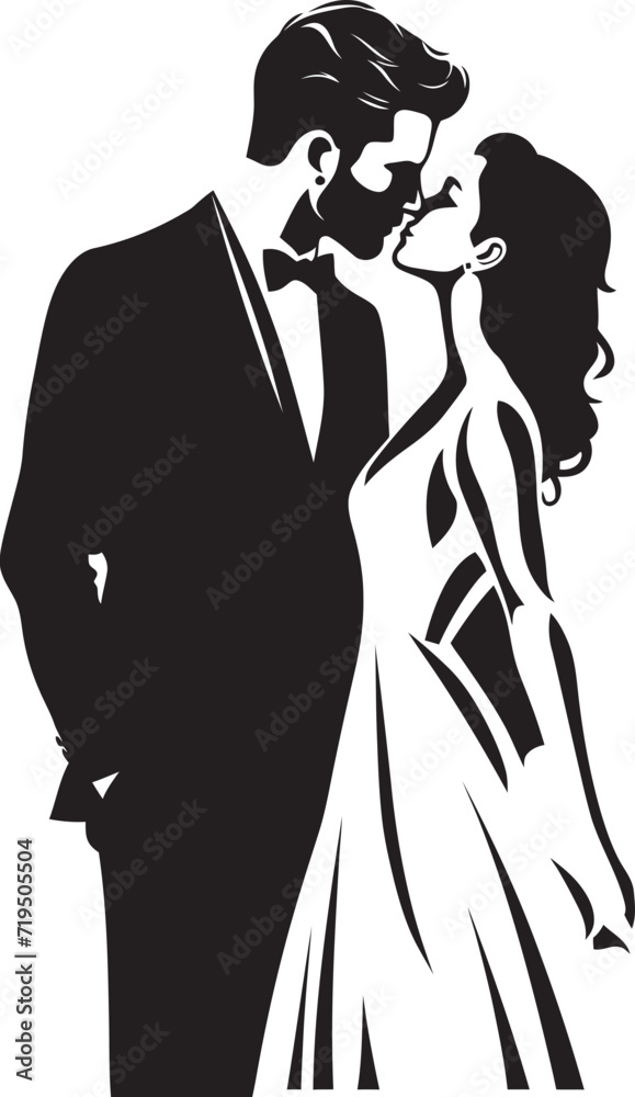 Pure Serenade Black and White IllustrationsChic Embrace Vector Love Stories Set