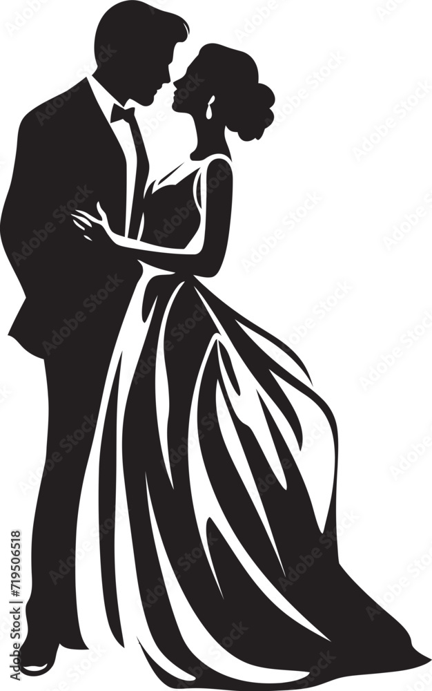 Expressive Minimalism Vector Wedding PartnersWedding Serenade Artistic Black Vector Couples