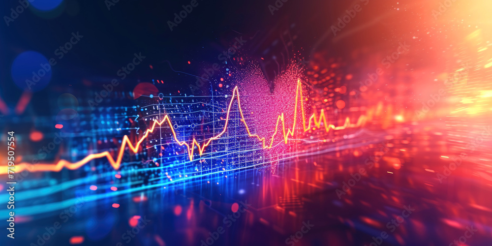 Fototapeta premium Vibrant color heart beat line concept