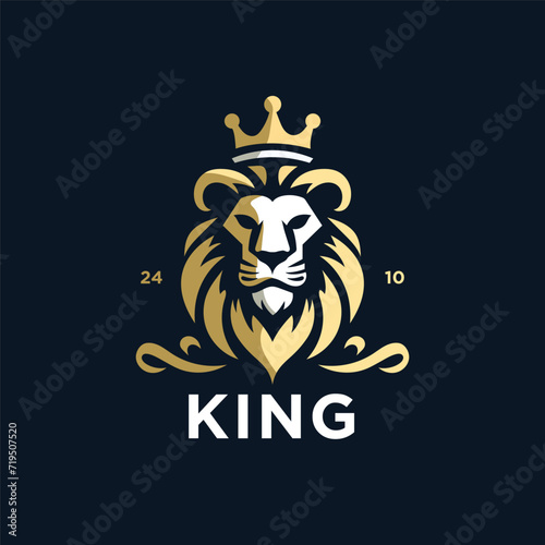 Luxury lion king logo design vector template