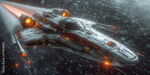 Fotografie, Obraz Cinematic still frame Sisyphean  space battle cruiser