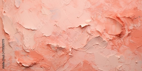 Generative AI, Closeup of impasto abstract rough peach fuzz color art painting texture 