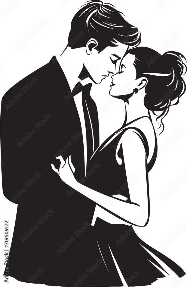 Silhouette Serenade Inked Vector MomentsLinear Embrace Ethereal Love Stories