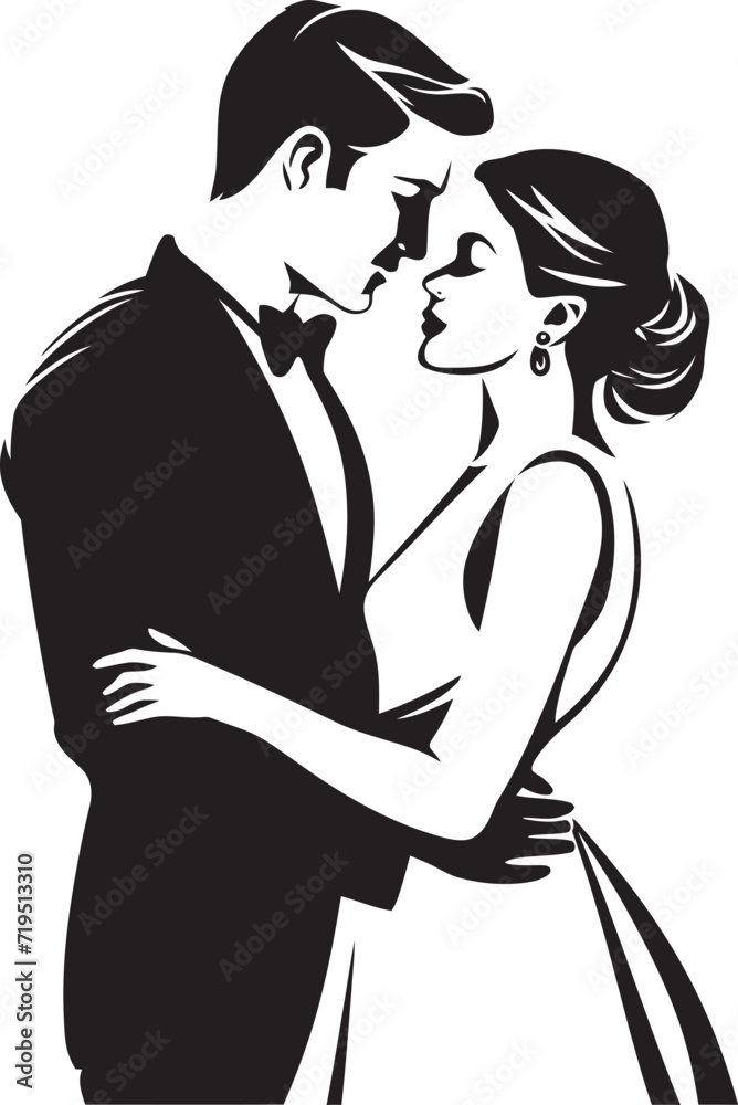 Graphite Devotion Wedding SketchesSleek Affection Vector Illustration Set