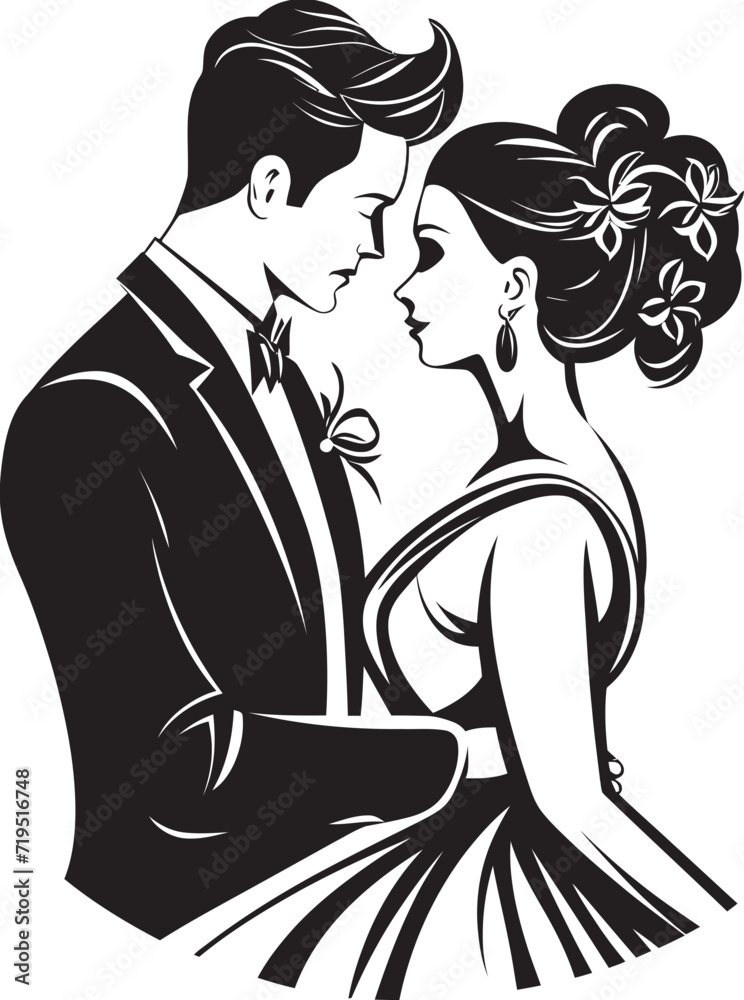 Boundless Embrace Vector Love StoriesSimplicity in Love Black Wedding Sketches