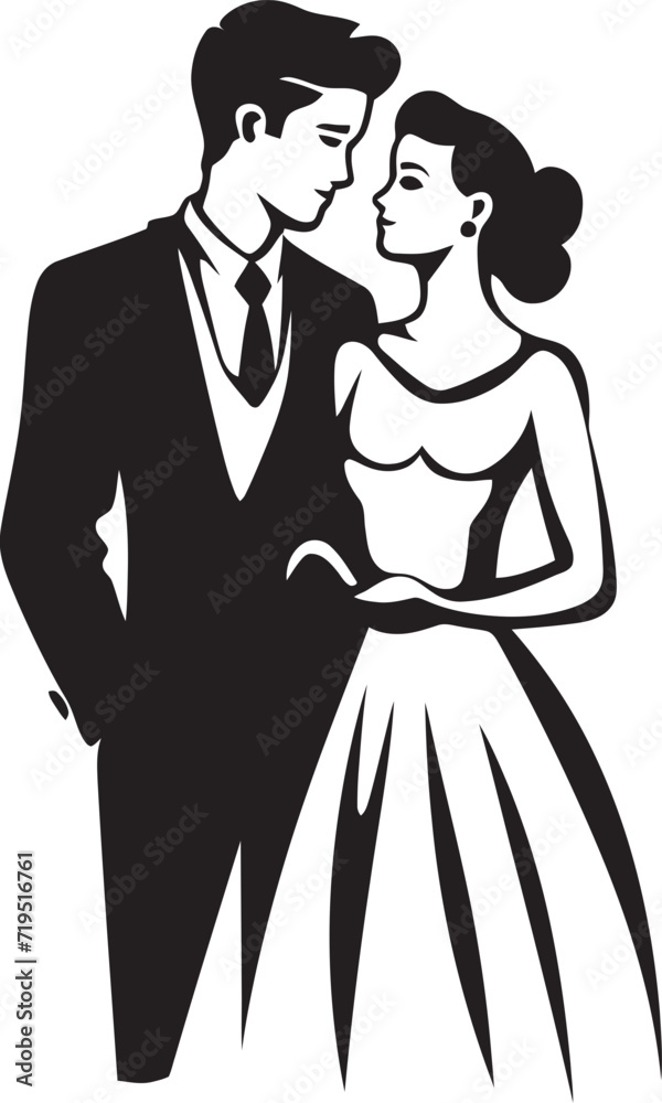 Artistic Union Black and White LovebirdsLinear Affection Wedding Vector Sketches