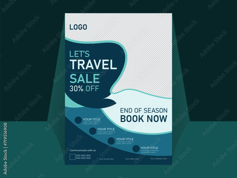 Fototapeta premium Travel flayer design template, easy editable