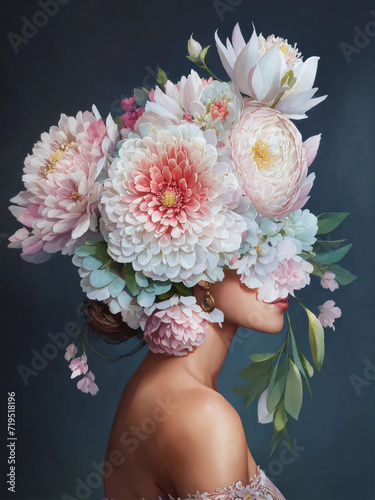 portrait of a woman with flowers on her head 