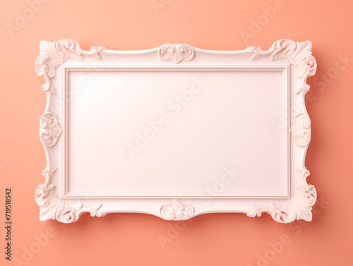 Abstract white frame on pastel peach fuzz color background	
