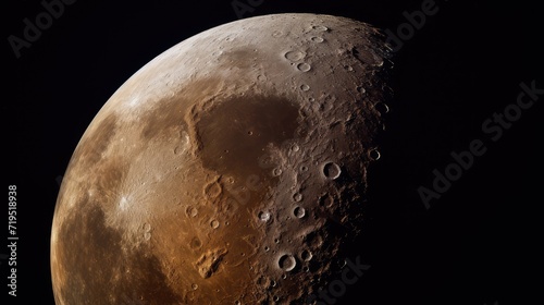 Surface of the moon close up. AI generated.