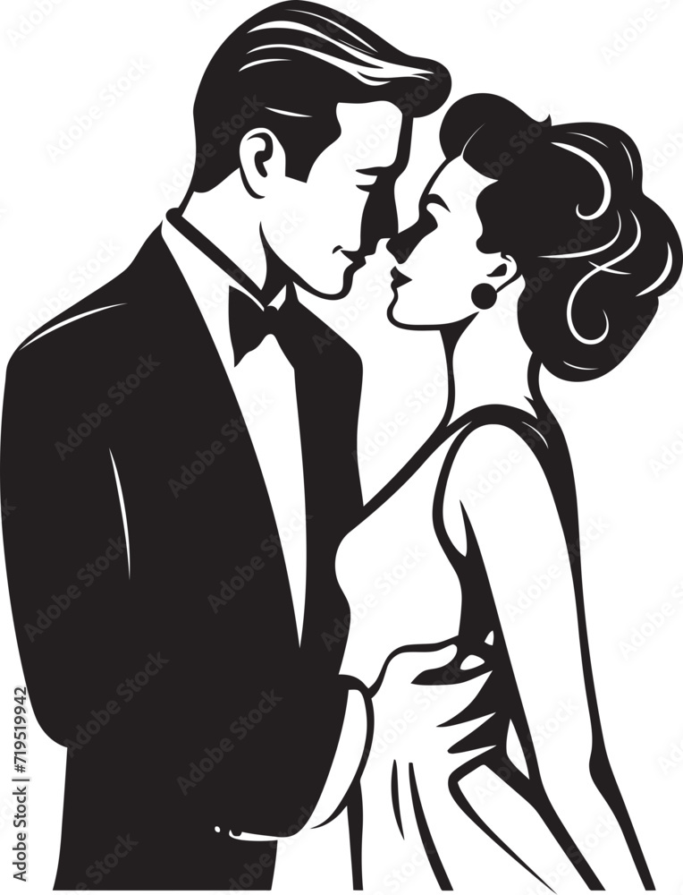 Elegant Affection Vector Wedding ScenesGraphite Embrace Monochrome Sketches