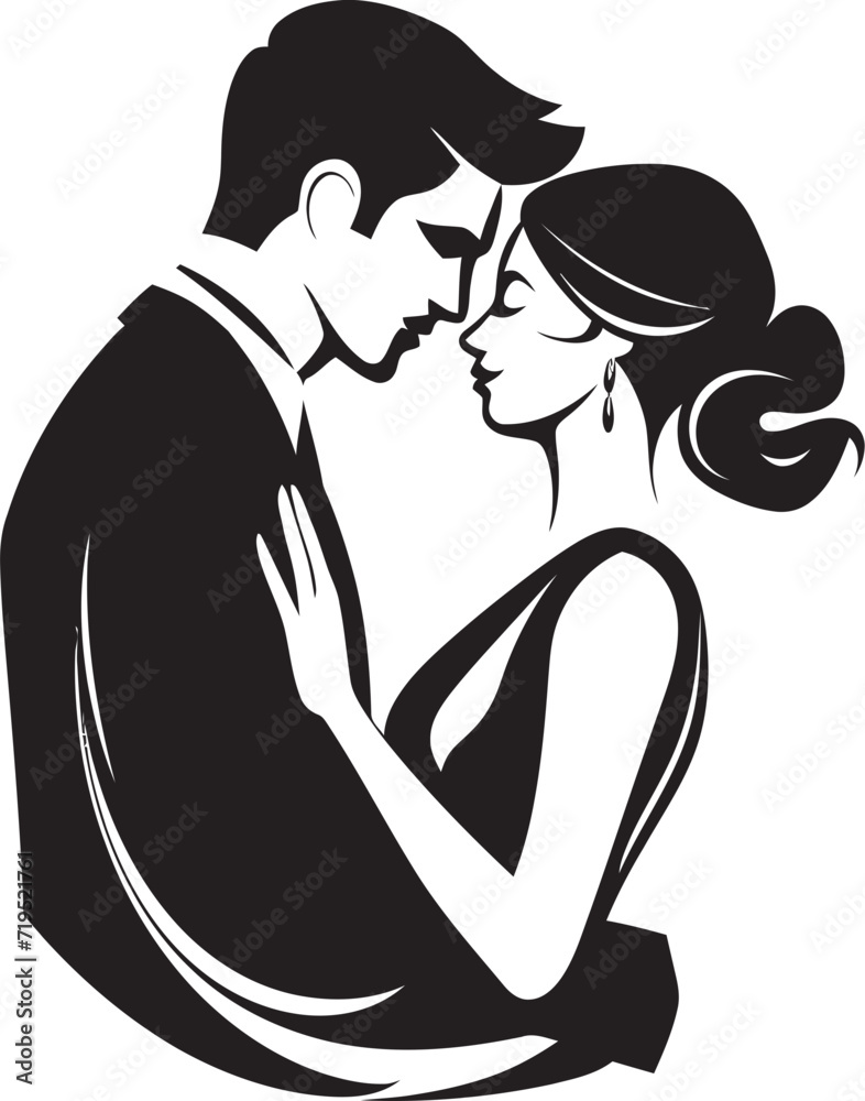 Inked Elegance Black and White Wedding VectorsEternal Serenity Vector Silhouettes of Wedding Couples