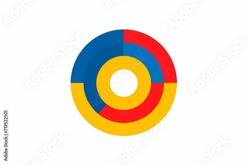 A clean and simple logo of a circular target symbol in bold primary colors. Isolated on white solid background