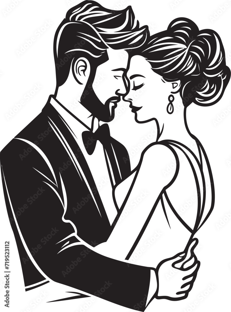 Soulful Vows Vector Illustrations of Wedding PartnersGraphite Romance Monochrome Wedding Vector Art