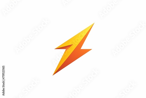 A minimalistic logo of a clean and simple lightning bolt in warm shades of yellow and orange. Isolated on a white solid background