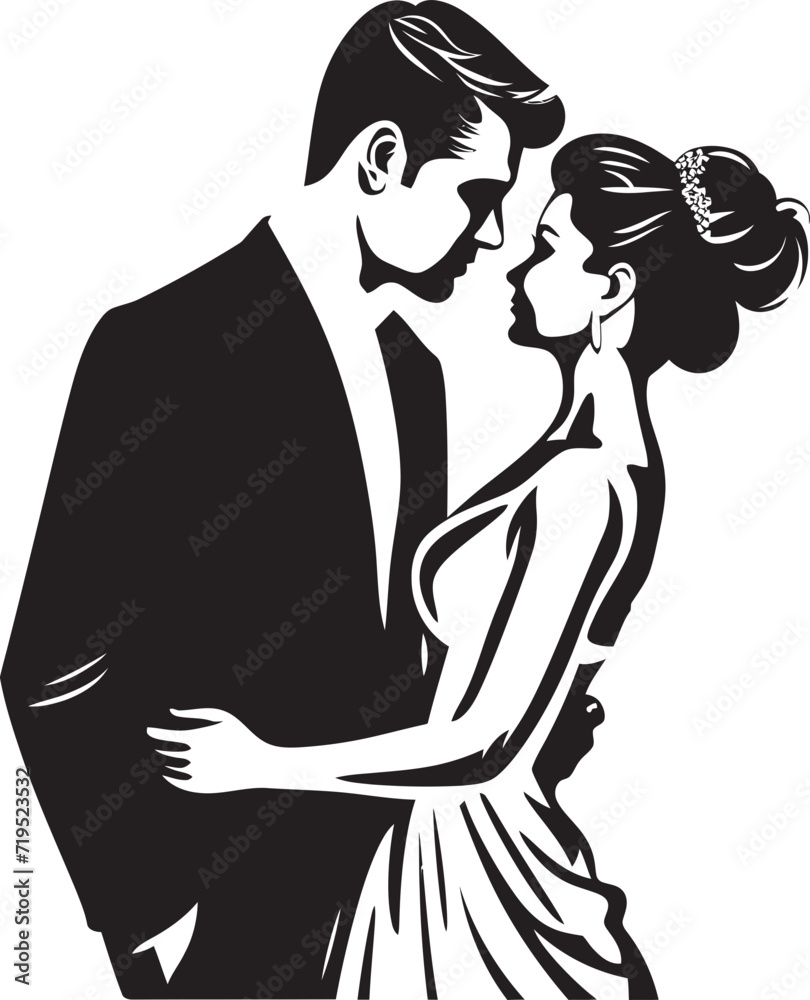 Elegant Serenade Black and White LoveChic Affection Vector Love Duos