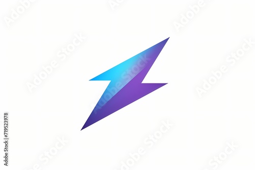 A minimalistic logo of a sleek lightning bolt in shades of blue and purple. Isolated on white solid background