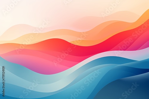 A minimalistic, yet striking vector depiction of a mountain landscape with colorful gradients and simple shapes against a white solid background