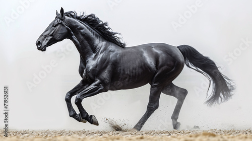Black marwari horse is raring © Junaid