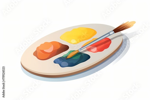 A sleek and modern flat icon of a palette and paintbrush, representing creativity and artistic expression, isolated on a white background
