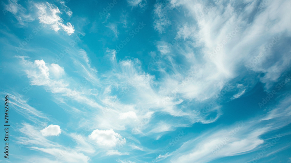 A high-key photograph of a clear blue sky with wispy clouds, conveying a sense of openness and radiant clarity A high-key photograph of a clear blue sky with wispy clouds, conveying a sense of openness and radiant clarity