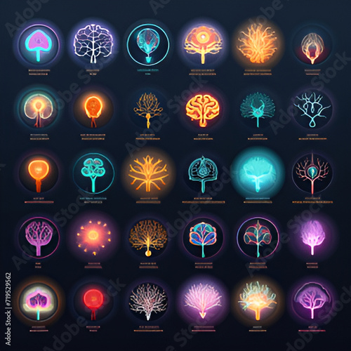 set of colorful christmas icons