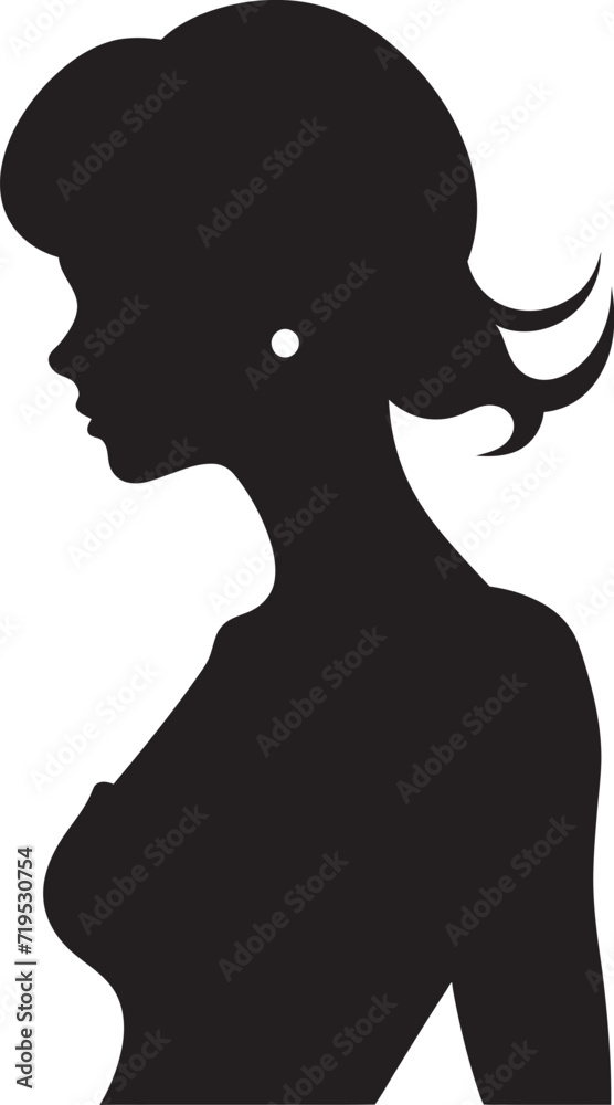 Empowering Femininity Black Vector SilhouetteElegant Profiles Vector Illustration