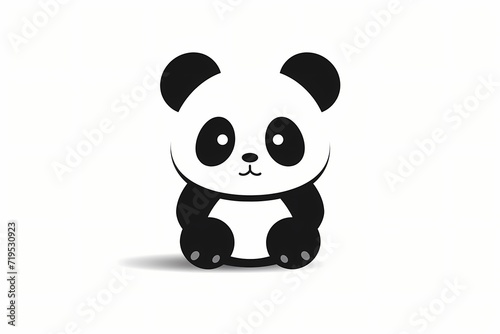 A vector illustration of a cute and adorable panda with a simple graphic design  incorporating versatile colors that make it ideal for modern or minimalist Isolated on a white solid background