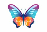 A vector illustration of a cute and vibrant butterfly with a simple graphic design, showcasing versatile colors that make it ideal for modern or minimalist Isolated on a white solid background
