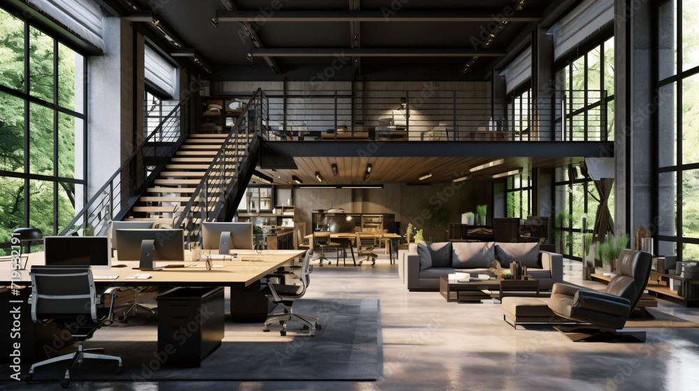 Modern office interior in loft industrial style 3d render, architecture, building, interior, warehouse, bridge, structure, construction, empty, road, industrial, factory, business, industry, city Modern office interior in loft industrial style 3d render, architecture, building, interior, warehouse, bridge, structure, construction, empty, road, industrial, factory, business, industry, city