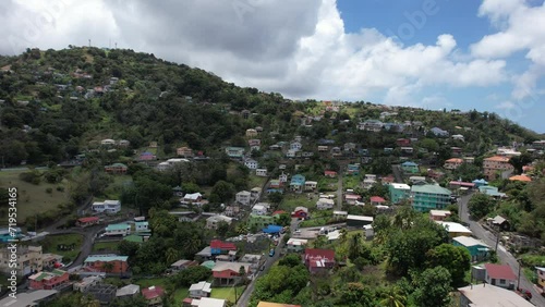 In the heart of the island of Saint Vincent drone view