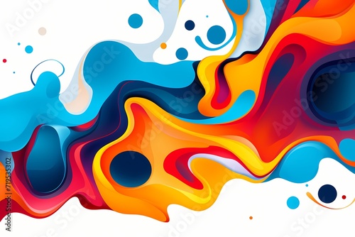 A vivid and dynamic vector artwork showcasing fluid shapes and bright  contrasting colors on a white solid background