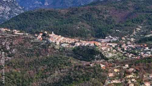 The village of levens in the Mercantour natural park drone view photo