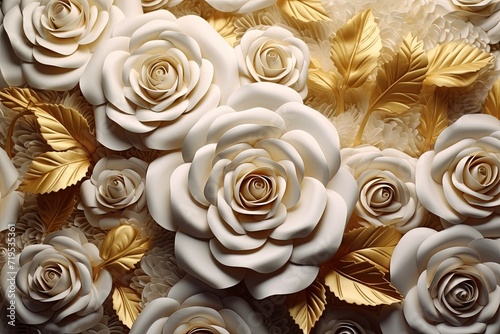 Decorative flower leaves bouquet and botanical floral arrangement seamless pattern background 3d render