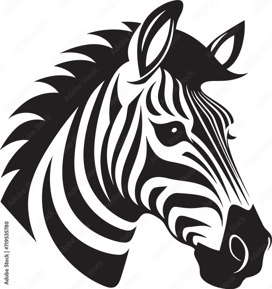 Sleek Zebra Design Vector EditionMonochromatic Beauty Zebra Showcase