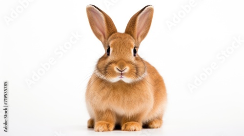 portrait of a cute brown rabbit on a white background  capturing the furry charm and pet-friendly nature of this adorable bunny