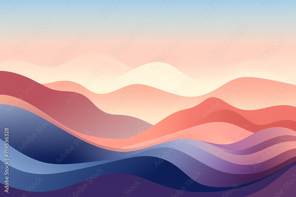 Abstract vector illustration of a mountain range, with bold lines and a calming solid color background