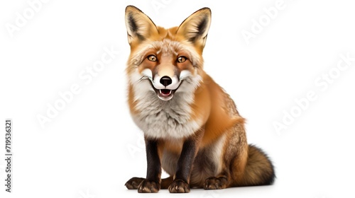 portrait of a red fox isolated on a white background, capturing the wild beauty and charm of this cunning forest creature © pvl0707