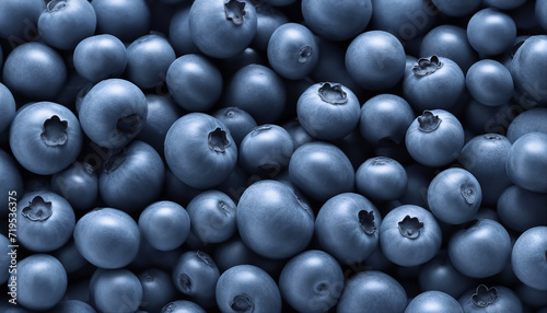 Blueberries background. Blueberries are piled on the table. Lots of berries. AI generated