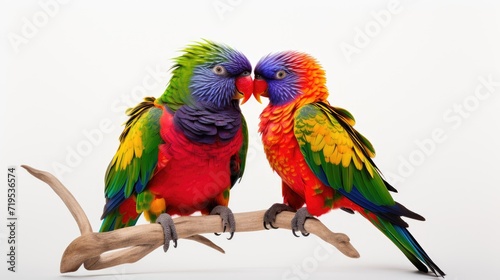 two colorful parrots in love