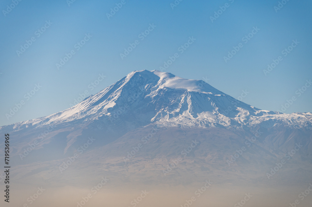 Stunning view of Mount Ararat. Yerevan city. Sunny day