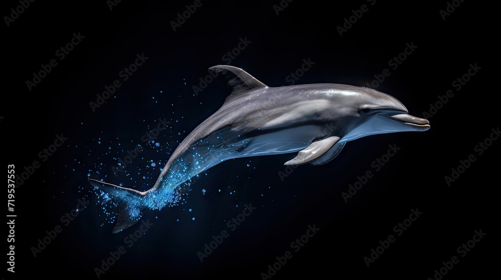 Obraz premium portrait of a dolphin isolated on a clean white background, capturing the underwater beauty and marine elegance of this intelligent marine mammal