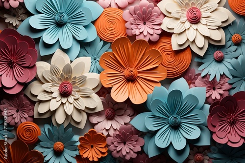 Decorative flower leaves bouquet and botanical floral arrangement seamless pattern background 3d render