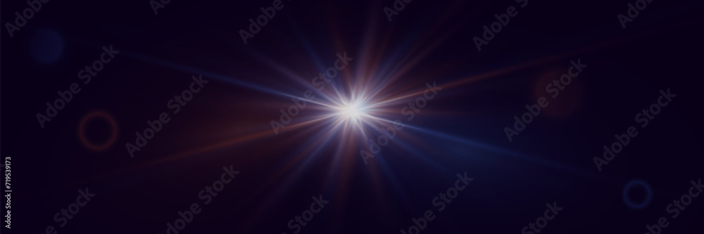 Glowing glare of light. Beautiful flash effect. Star explosion special effect cases.